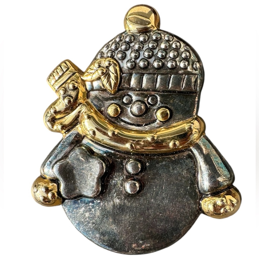 🔥Best Stamped Vintage Two Toned Snowman Brooch Pendant